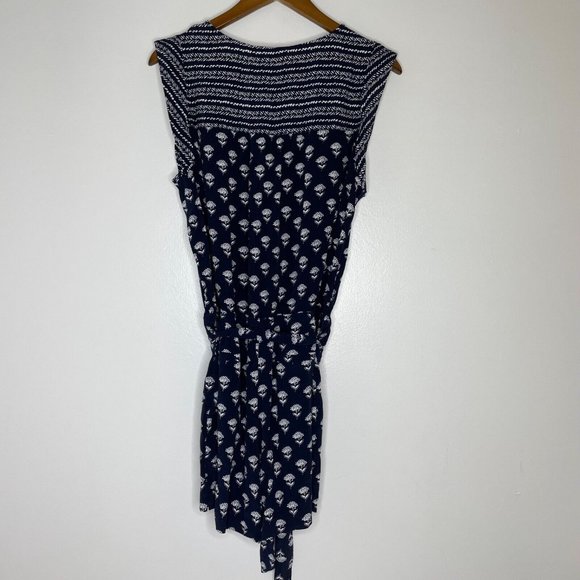 Loft Blue Floral Sleeveless Button Front 4" Shorts Romper Size Large Women’s - Picture 8 of 13